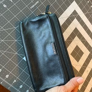 Coach Black Leather Double Zip Wallet